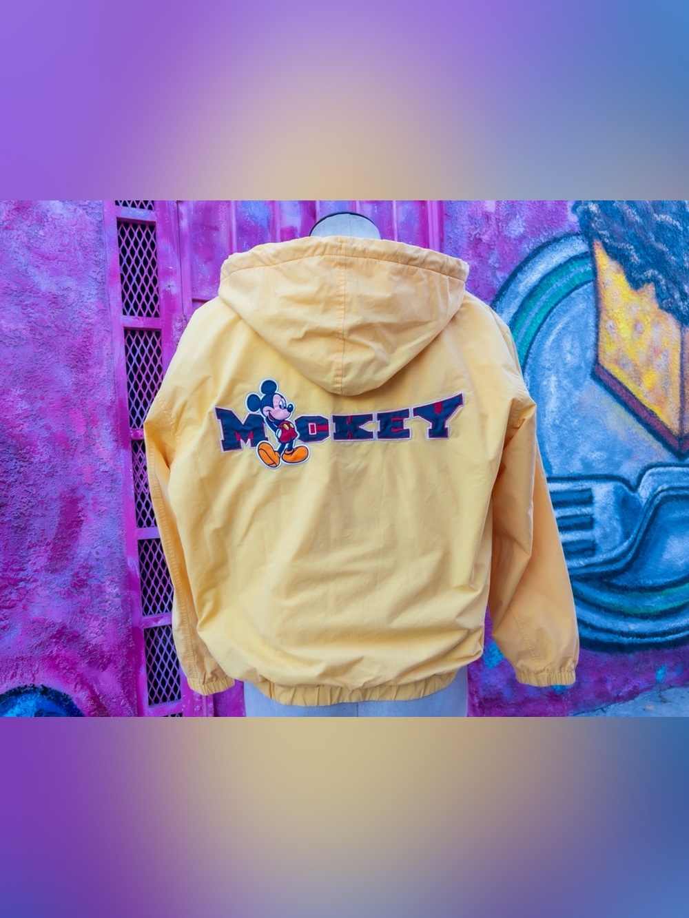 DISNEYWORLD Vintage Windbreaker size Large | Yellow with Retro Embroidery